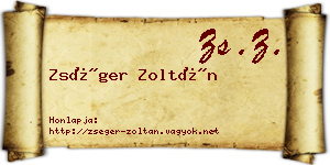 Zséger Zoltán névjegykártya